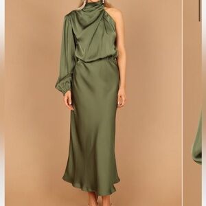 PETAL AND PUP GREEN ONE SHOULDER DRESS